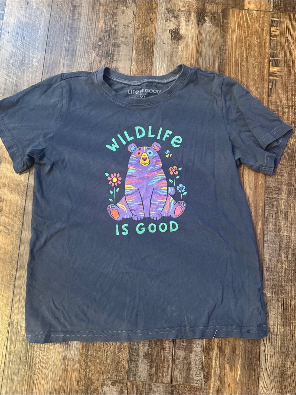 Life Is Good Navy Short-Sleeve 'Wildlife Is Good' Bear Graphic Tee